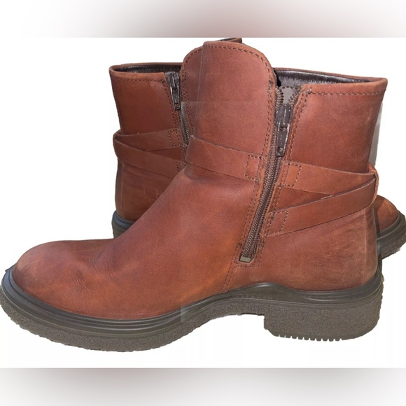 Ecco Women's Crepetray Boot Size GoreTex Waterproof Cognac Leather Bootie 38/7 - Picture 6 of 11